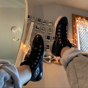 black shiny high top converse 7
